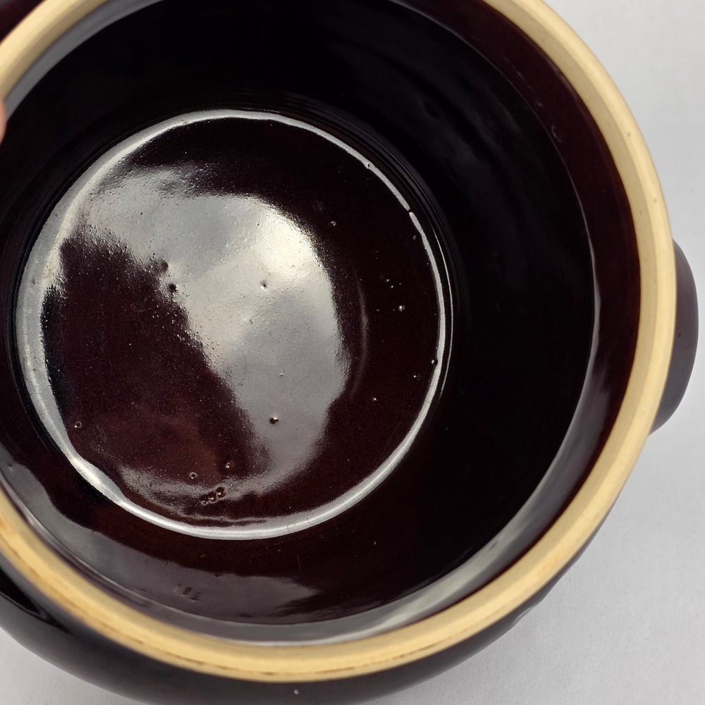 MAR‎ CREST Vtg Crock Pot Oven Proof Stoneware with Lid Brown 2 Handles Bean Pot - Picture 7 of 16